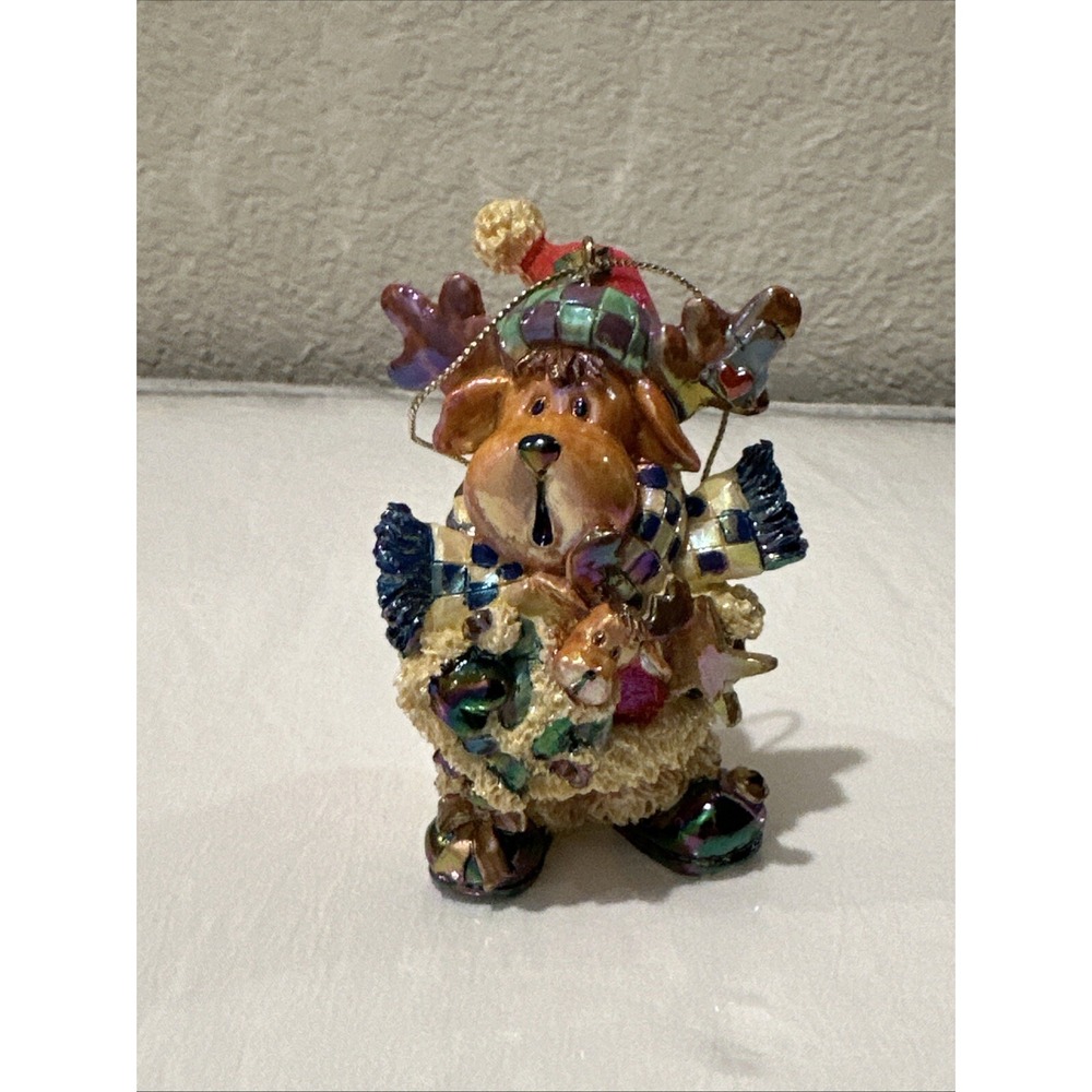 Vintage Dog Dressed Up For Christmas Ornament